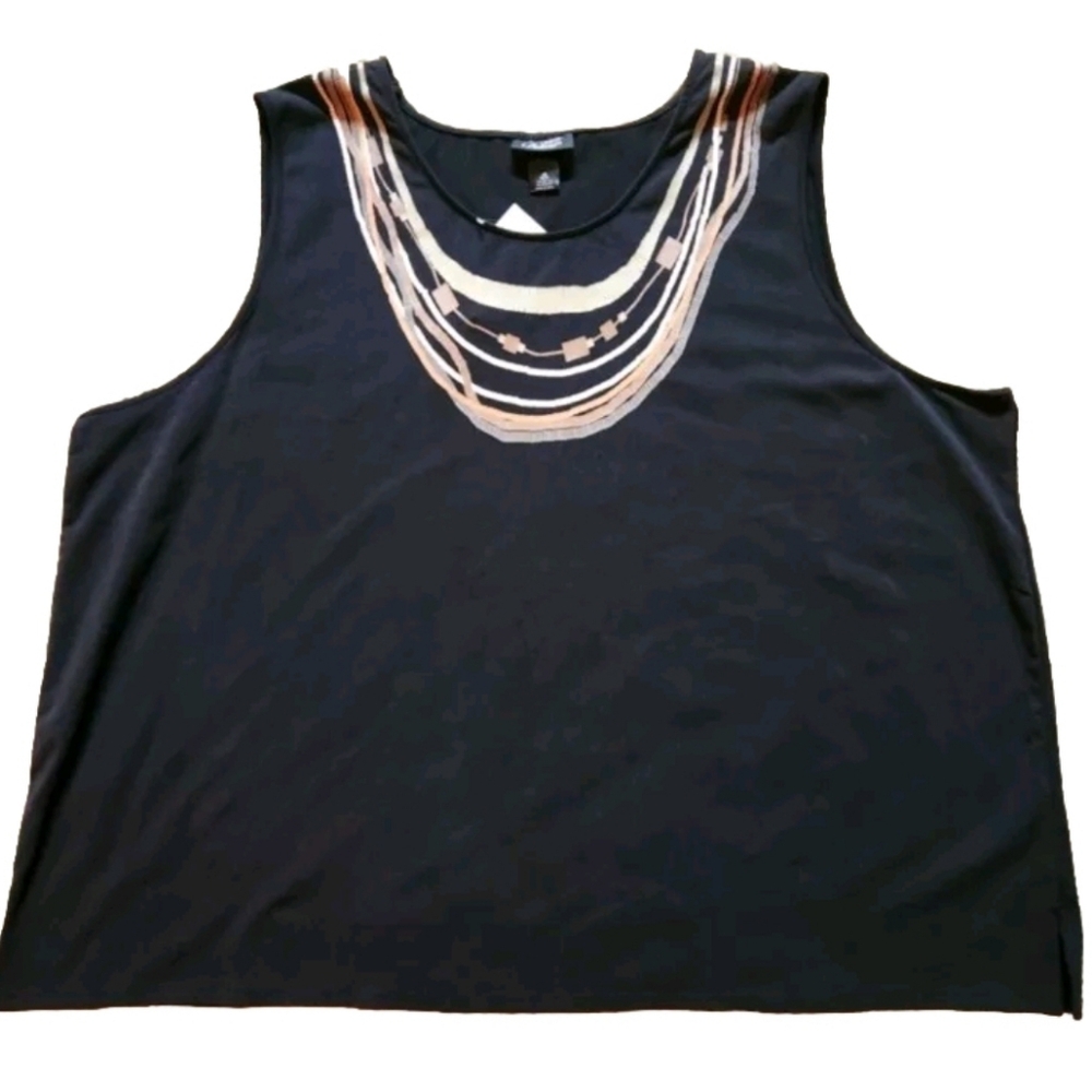 NWT Liz & Me Platinum collection tank top with necklace design Size 4X